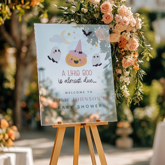 Pink Little Boo Halloween Baby Shower Welcome アクリルサイン