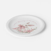 Pink Little Bunny Baby Shower  ペーパープレート (アングル)