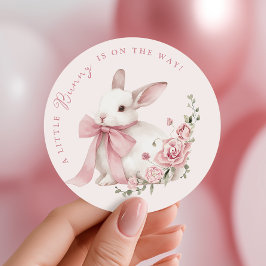 Pink Little Bunny Baby Shower Stickers ラウンドシール