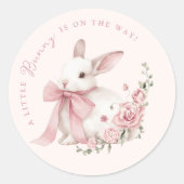 Pink Little Bunny Baby Shower Stickers ラウンドシール (正面)