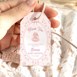 Pink Little Bunny Baby Shower Thank You Gift Tag ギフトタグ