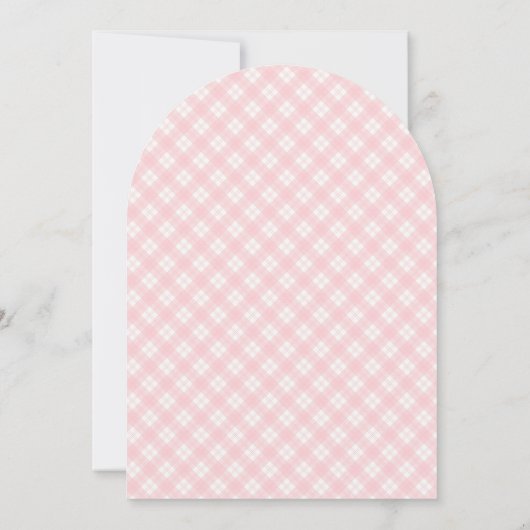 Pink Little Bunny Gingham Arch Baby Shower 招待状 (裏面)