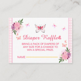 Pink Little Butterfly Baby Shower Diaper Raffle  エンクロージャーカード