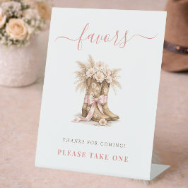 Pink Little Cowgirl Boots Baby Girl Shower Favors 台座サイン