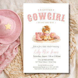 Pink Little Cowgirl Watercolor Baby Shower チラシ