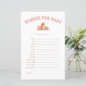 Pink Little Cowgirl Wishes For Babies Advice Card (スタンド正面)
