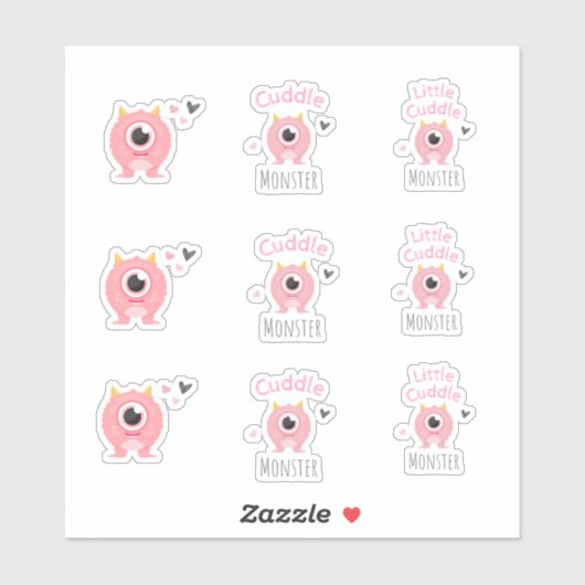 Pink Little Cuddle Monster Stickers シール (シート)