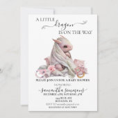 Pink Little Dragon is on the Way Baby Shower  招待状 (正面)