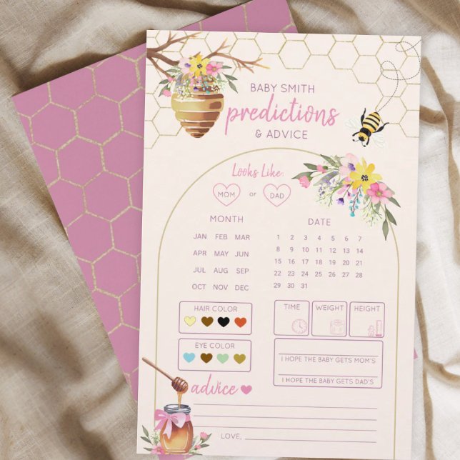 Pink Little Honey Bee Baby Shower Predictions Game (クリエイターアップロード済み)