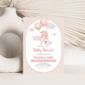 Pink Little Lamb Baby Shower 招待状