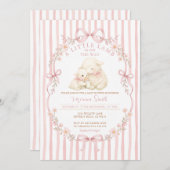 Pink Little Lamb Baby Shower Stripes Invitation 招待状 (正面/裏面)