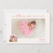 Pink Little Pumpkin Baby Boy Photo Announcement 案内状 (正面)
