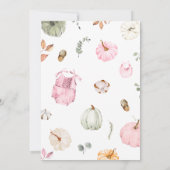 Pink Little Pumpkin Fall Autumn Baby Shower  招待状 (裏面)