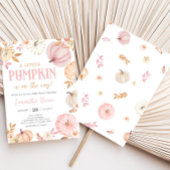 Pink Little Pumpkin Fall Baby Shower 招待状