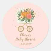 Pink Little Pumpkin Girl Baby Shower ラウンドシール (正面)