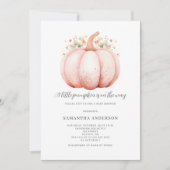 Pink Little Pumpkin Girl Baby Shower 招待状 (正面)