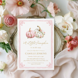 Pink Little Pumpkin Girl Baby Shower 招待状