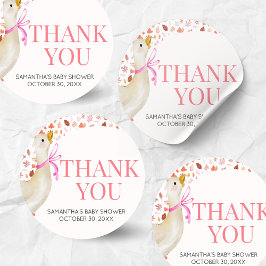 Pink Little Silly Goose Baby Shower ラウンドシール