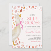 Pink Little Silly Goose Baby Shower 招待状 (正面)