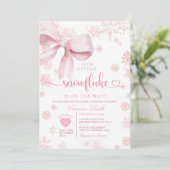 Pink Little Snowflake Baby Shower Winter Party 招待状 (スタンド正面)