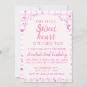 Pink Little Sweetheart Second Birthday Invitation. 招待状 (正面)