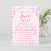 Pink Little Sweetheart Second Birthday Invitation. 招待状 (スタンド正面)