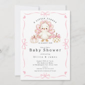 Pink Little Turkey Baby Shower Invite 招待状 (正面)