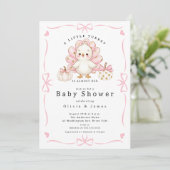 Pink Little Turkey Baby Shower Invite 招待状 (スタンド正面)