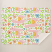 Pink Llamas & Flowers Sherpa Blanket - Customiz シェルパブランケット (正面(横))