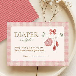 Pink Locally Grown Baby Shower diaper raffle エンクロージャーカード