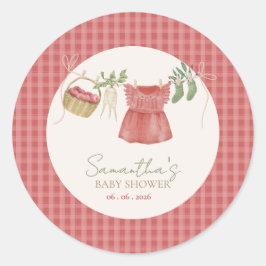 Pink Locally Grown Farmer's Market Baby Shower ラウンドシール