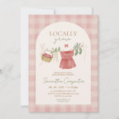 Pink Locally Grown Farmer's Market Baby Shower 招待状 (正面)