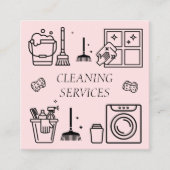 Pink Logo Cleaning Services Commercial Domestic スクエア名刺 (正面)