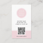 Pink Logo QR Code Photo Professional Business Card 名刺 (裏面)