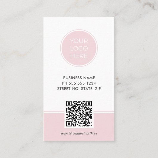 Pink Logo QR Code Photo Professional Business Card 名刺 (裏面)