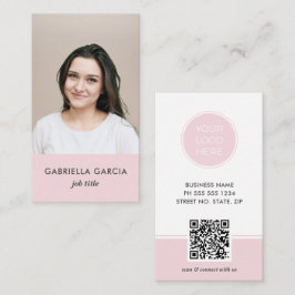 Pink Logo QR Code Photo Professional Business Card 名刺