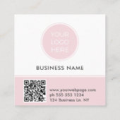 Pink Logo QR Code Photo Square Business Card スクエア名刺 (裏面)