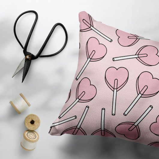 Pink Lollipops, Heart Lollipops, Lollipop Pattern アクセントクッション
