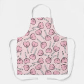 Pink Lollipops, Heart Lollipops, Lollipop Pattern エプロン (正面)