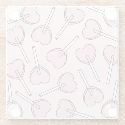 Pink Lollipops, Heart Lollipops, Lollipop Pattern ガラスコースター (裏面)