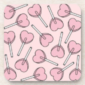 Pink Lollipops, Heart Lollipops, Lollipop Pattern コースター (正面)