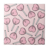 Pink Lollipops, Heart Lollipops, Lollipop Pattern タイル (正面)