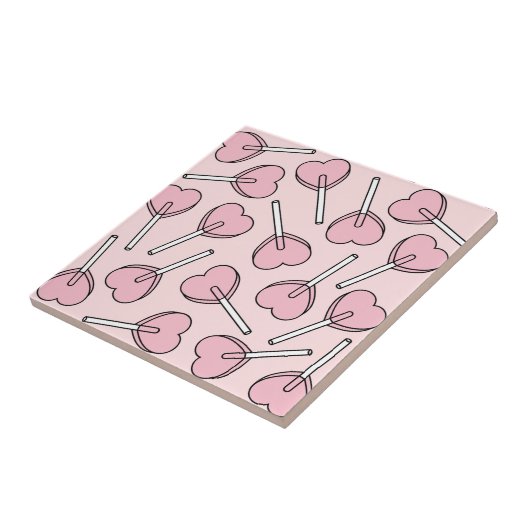 Pink Lollipops, Heart Lollipops, Lollipop Pattern タイル (側面)