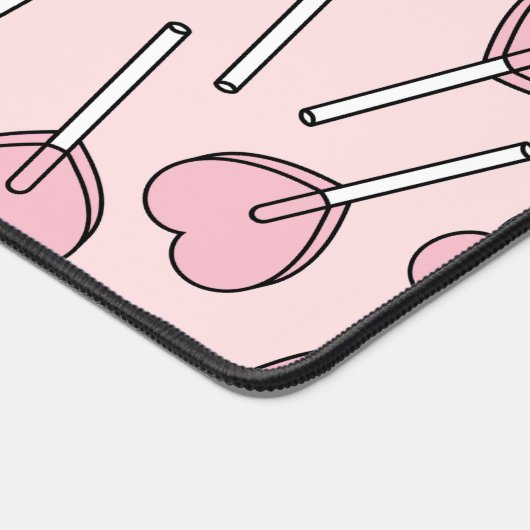 Pink Lollipops, Heart Lollipops, Lollipop Pattern デスクマット (コーナー)