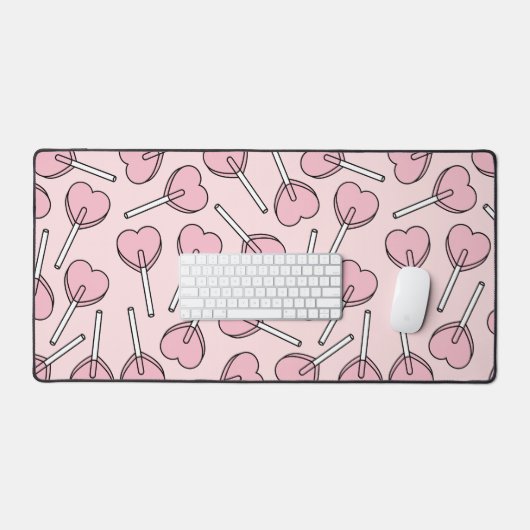 Pink Lollipops, Heart Lollipops, Lollipop Pattern デスクマット (キーボード&マウス)