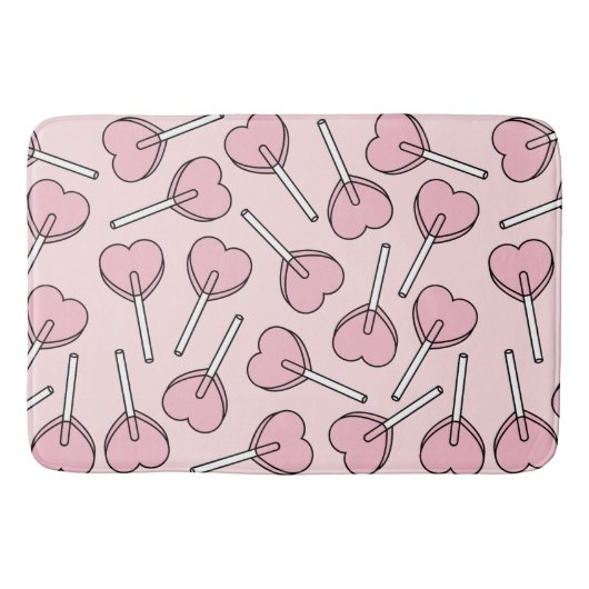 Pink Lollipops, Heart Lollipops, Lollipop Pattern バスマット (正面)