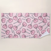 Pink Lollipops, Heart Lollipops, Lollipop Pattern ビーチタオル (正面)