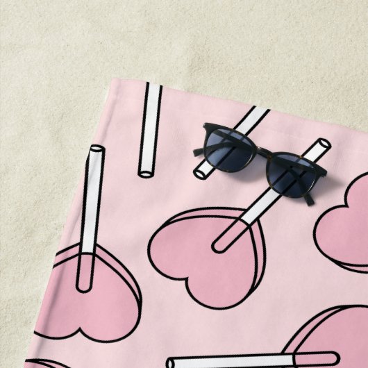 Pink Lollipops, Heart Lollipops, Lollipop Pattern ビーチタオル (インサイチュ)