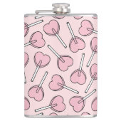 Pink Lollipops, Heart Lollipops, Lollipop Pattern フラスク (正面)