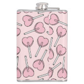 Pink Lollipops, Heart Lollipops, Lollipop Pattern フラスク (裏面)